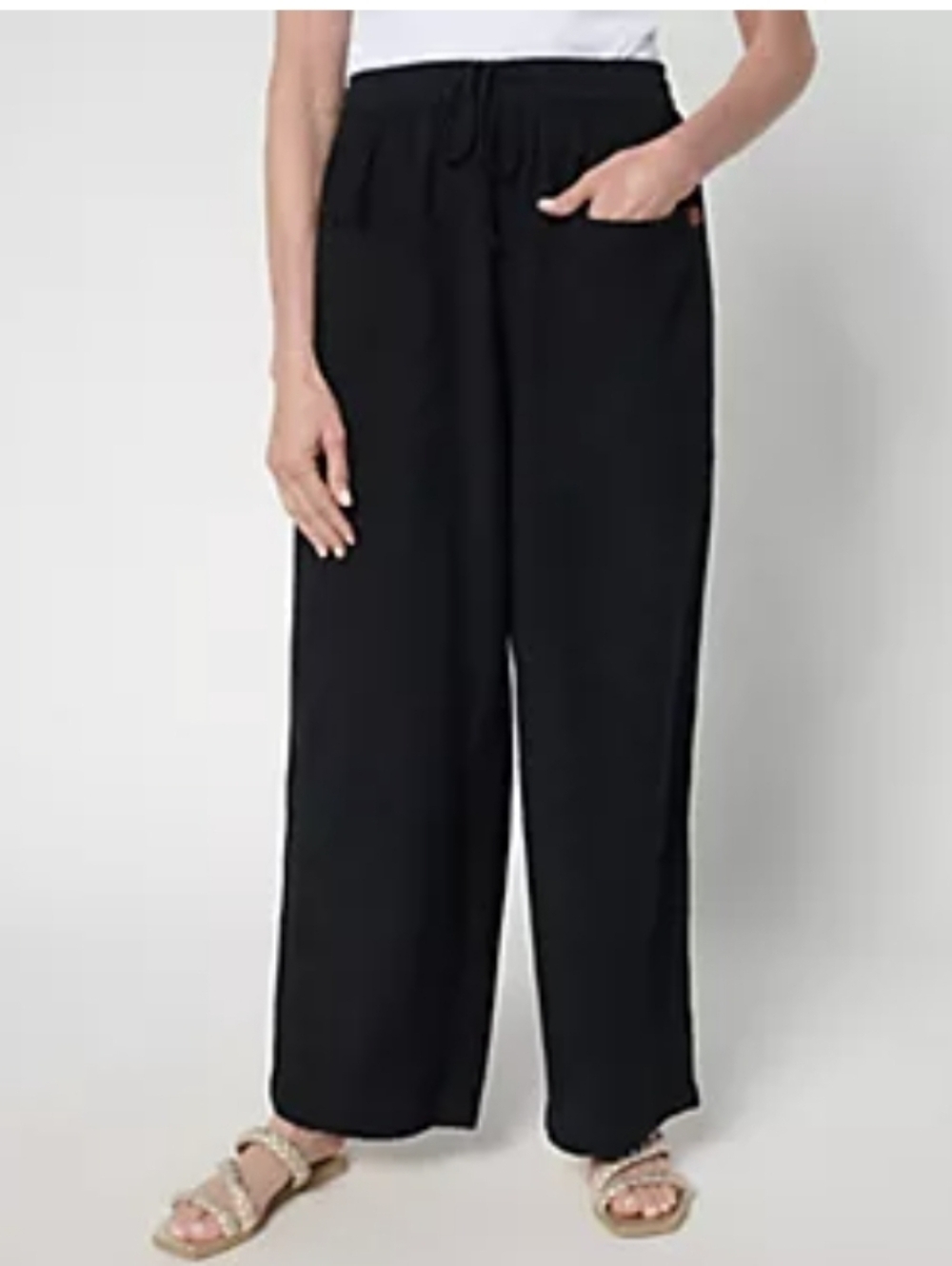 🆕️ Peace Love Worls Boheme Black Wide-Leg Drawstring Pants Size XL